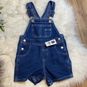 NWT Vintage Baby Gap Dark Blue Denim Overalls Size 6-12 Months